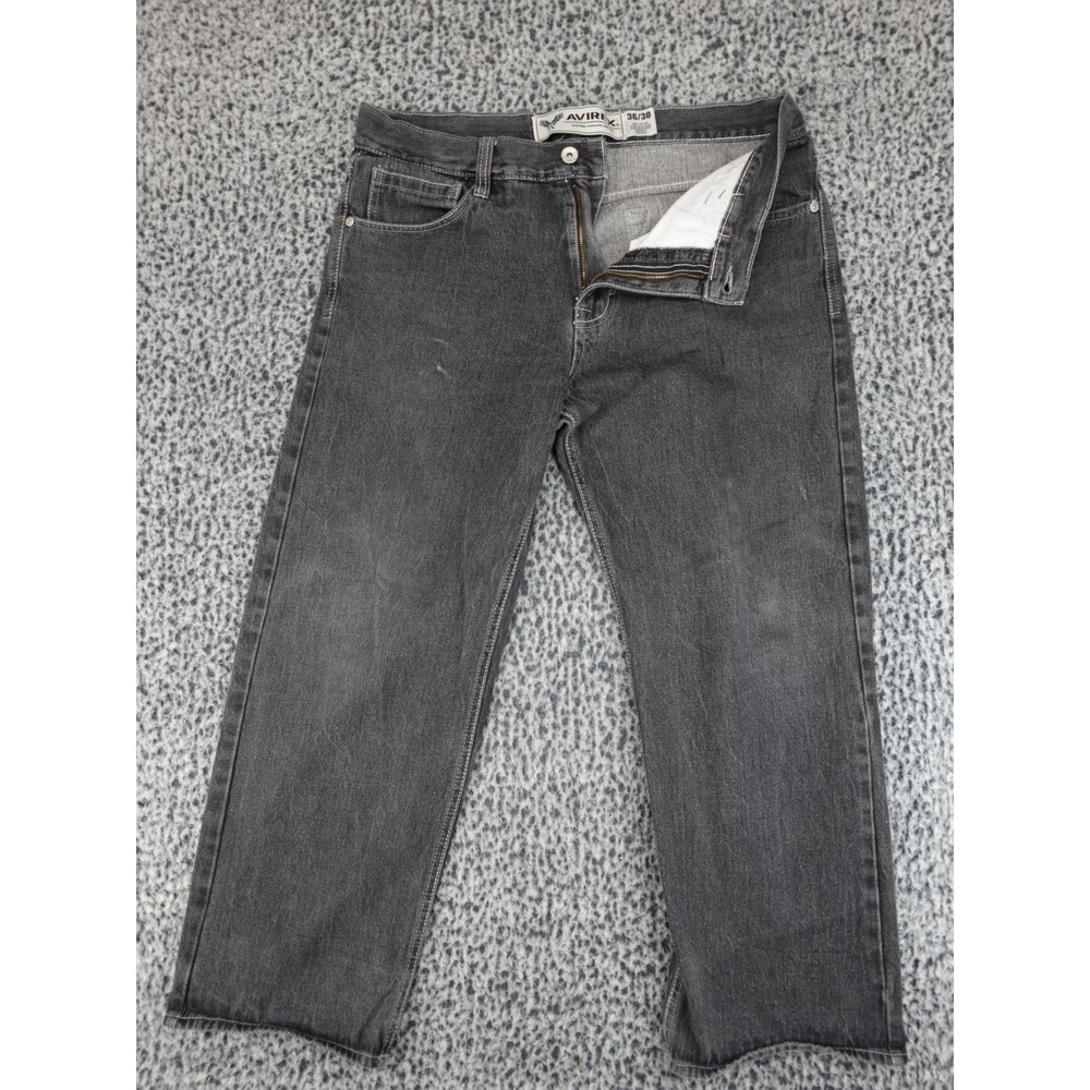 Avirex Jeans Mens 36 Gray Denim Straight Leg Relaxed Fit 100 Cotton Casual Pants